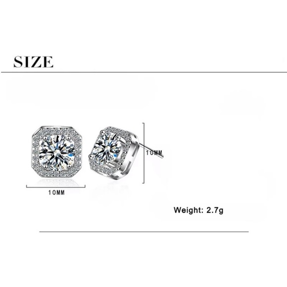 Sterling Silver 925 Diamond Stud Earrings - Picture 4 of 4
